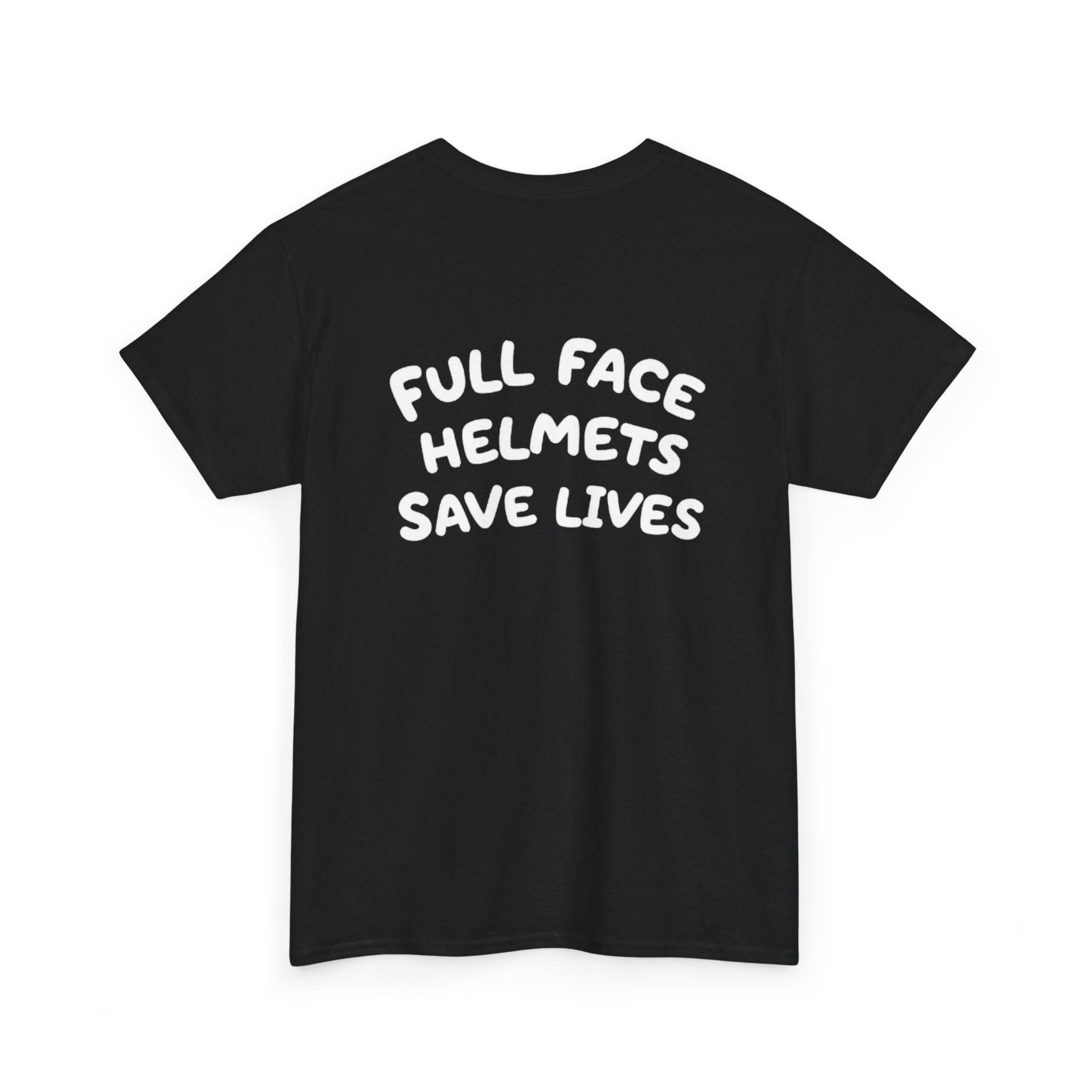 VoltCycles special edition material "Full face helmets save lives" Heavy Weight T-shirt (Black)